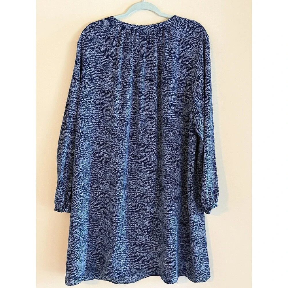 MICHAEL Michael Kors Dress 2X Navy Blue Animal Print Tassel Peasant Boho Plus